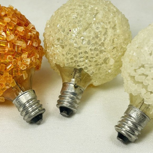 2 White & 1 Orange Vintage Lighted Ice frosted Christmas Bulbs ONLY Lot of 3 - Picture 16 of 16